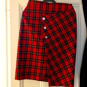 MAJE plaid asymmetric skirt